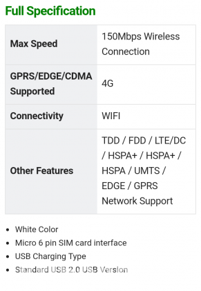 4G wifi dongle